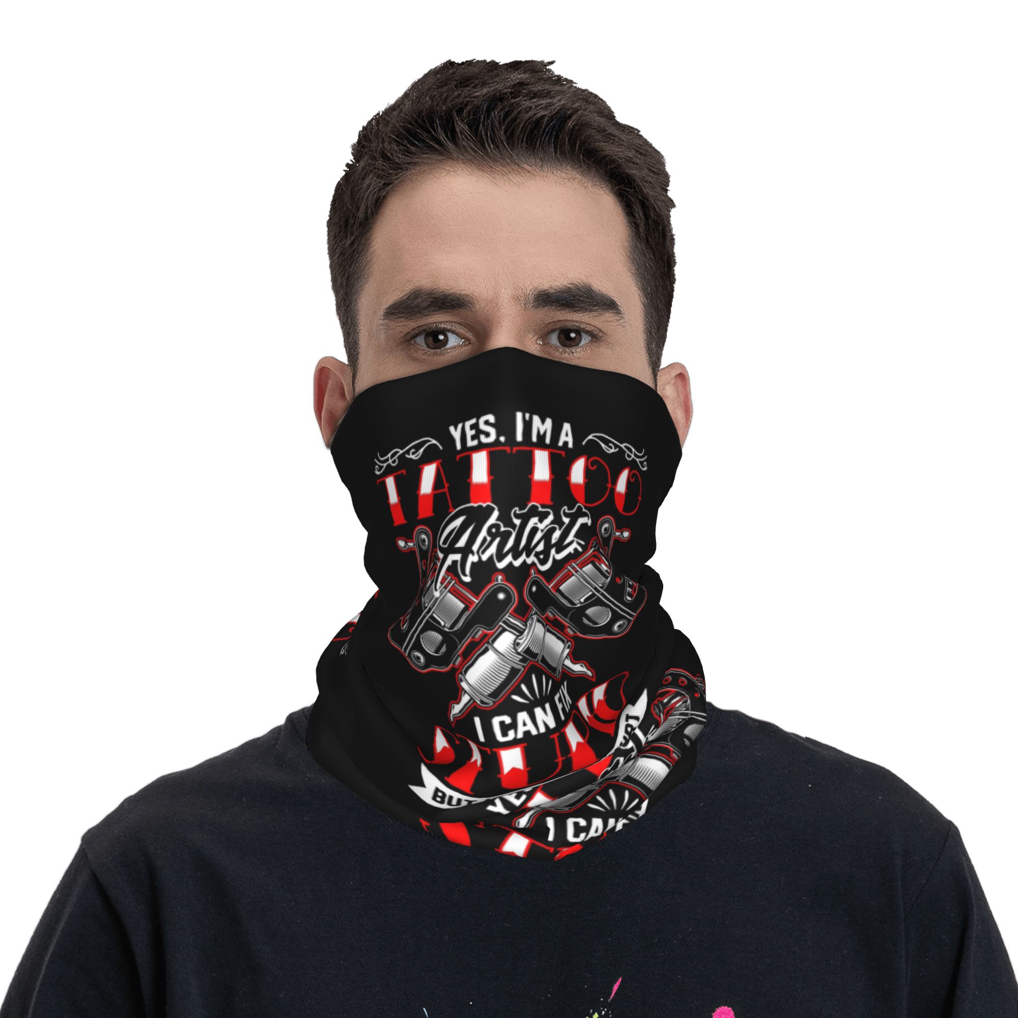Neck Gaiter Face Cover - ربطة رقبة مخصصة لفناني الوشم، غطاء